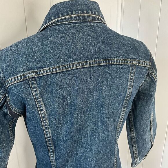 Esprit Womens Size Small Denim Jean Jacket Blue Pockets Long Sleeve Wide Seams - Picture 9 of 16